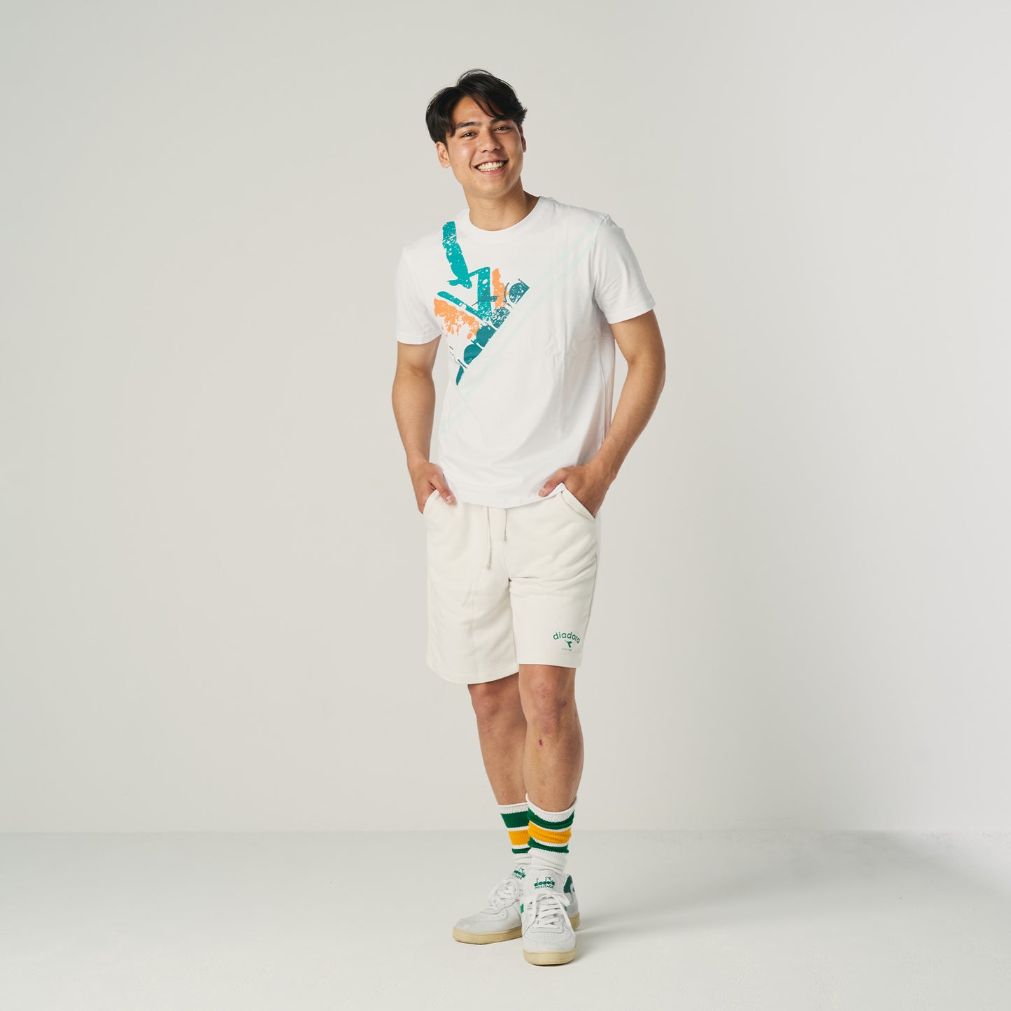 MI BASKET LOW USED - UNISEX - ホワイト/グリーン