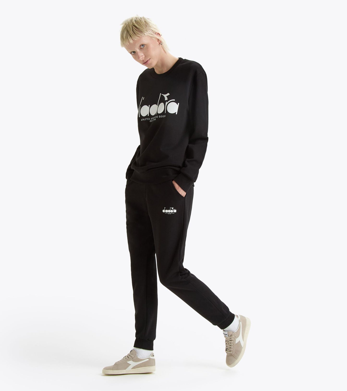Diadora アパレル SWEATSHIRT CREW LOGO - UNISEX - ブラック
