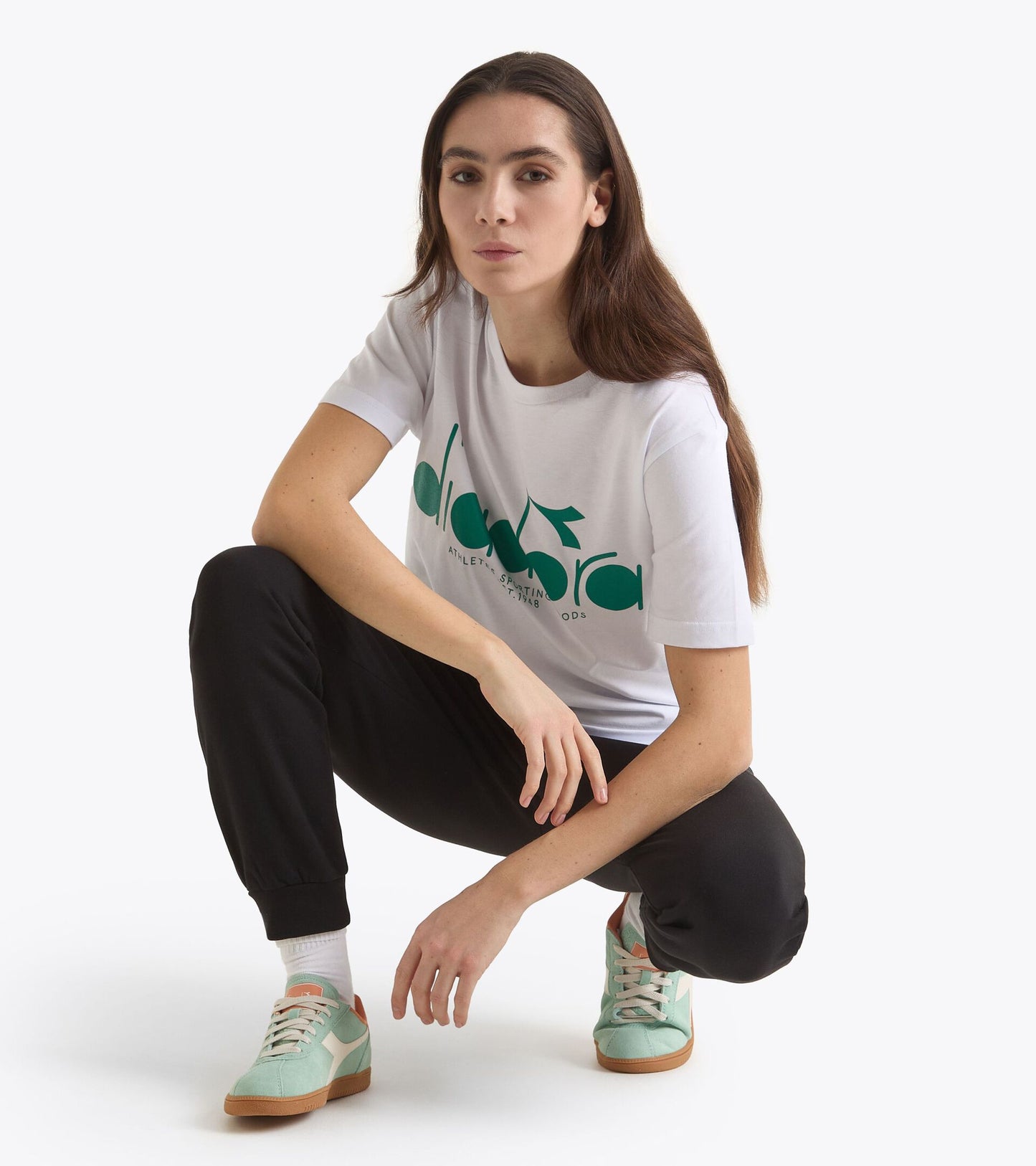 Diadora アパレル T-SHIRT SS LOGO Tシャツ - UNISEX - ホワイト/グリーン
