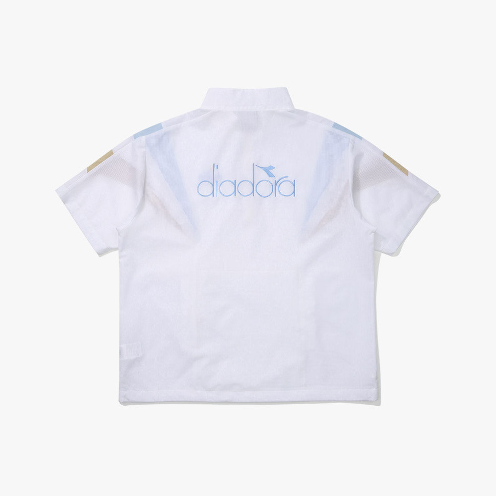 Diadora アパレル GLANDSLAM AIRY HALF ANORAK ポロシャツ - UNISEX - ホワイト/ブルー