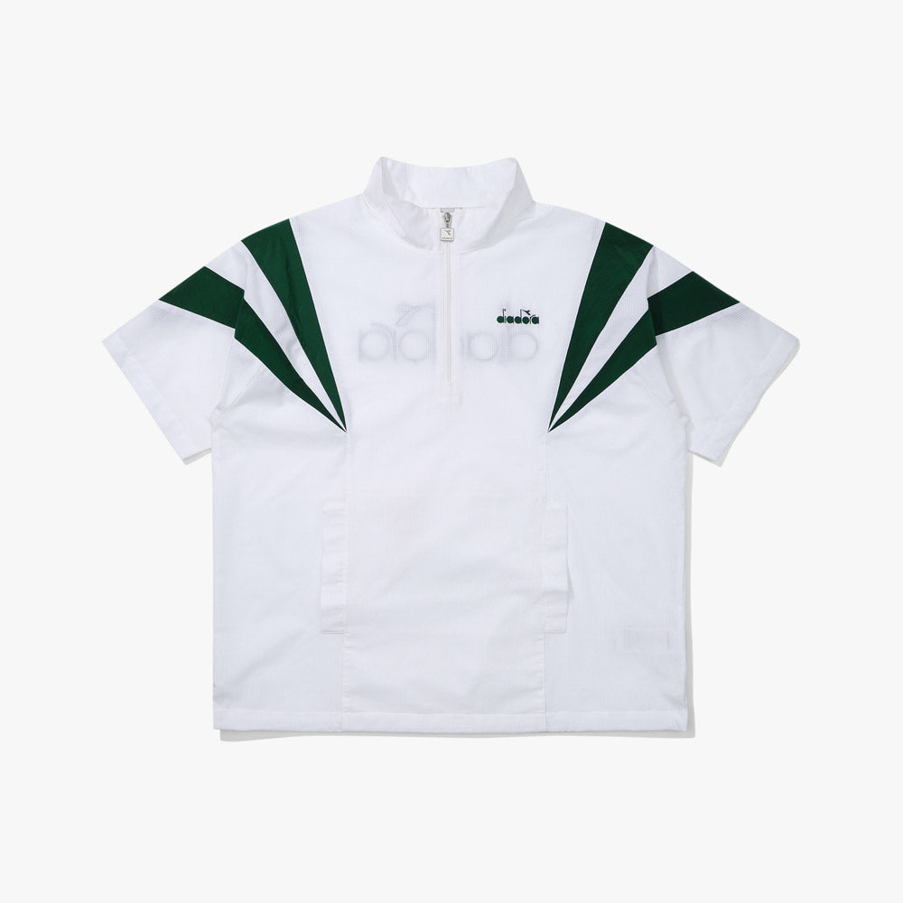 Diadora アパレル GLANDSLAM AIRY HALF ANORAK ポロシャツ - UNISEX - ホワイト/グリーン
