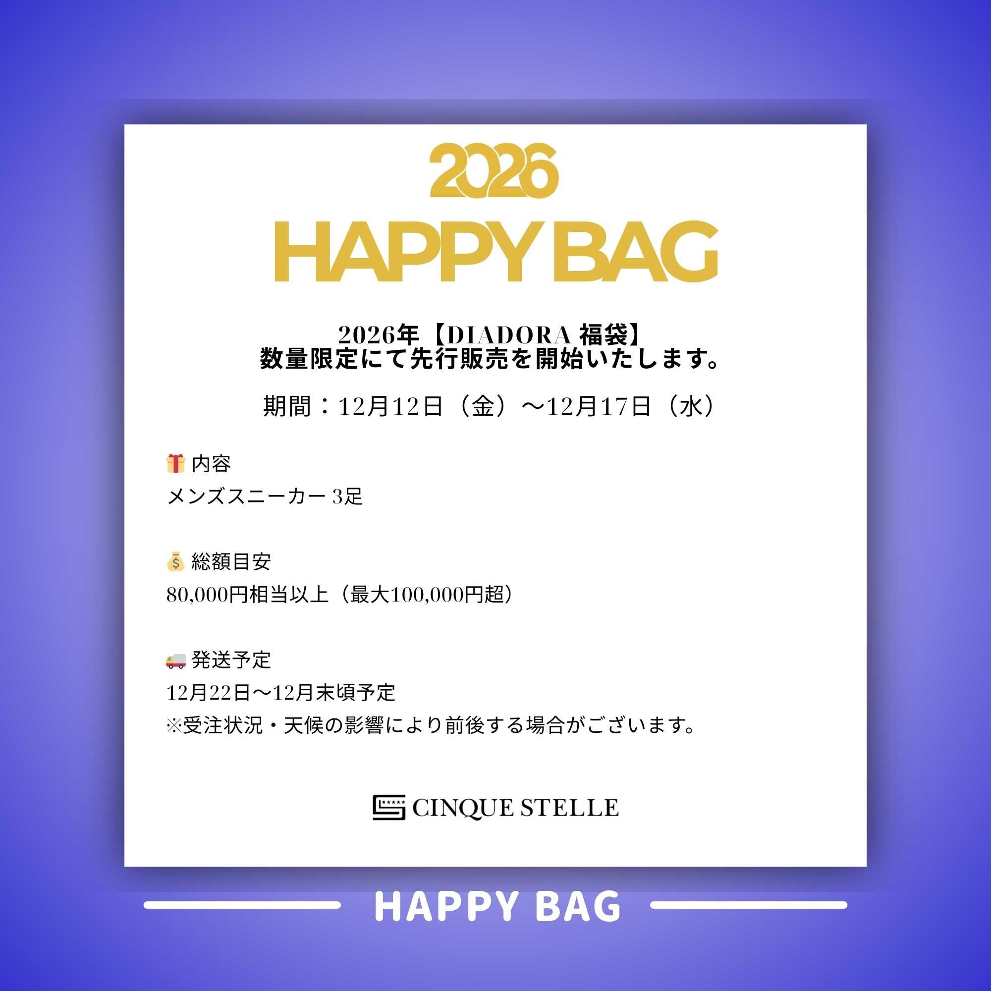 【メンズ福袋】Diadora 最大100,000円相当 スニーカー3足入り福袋