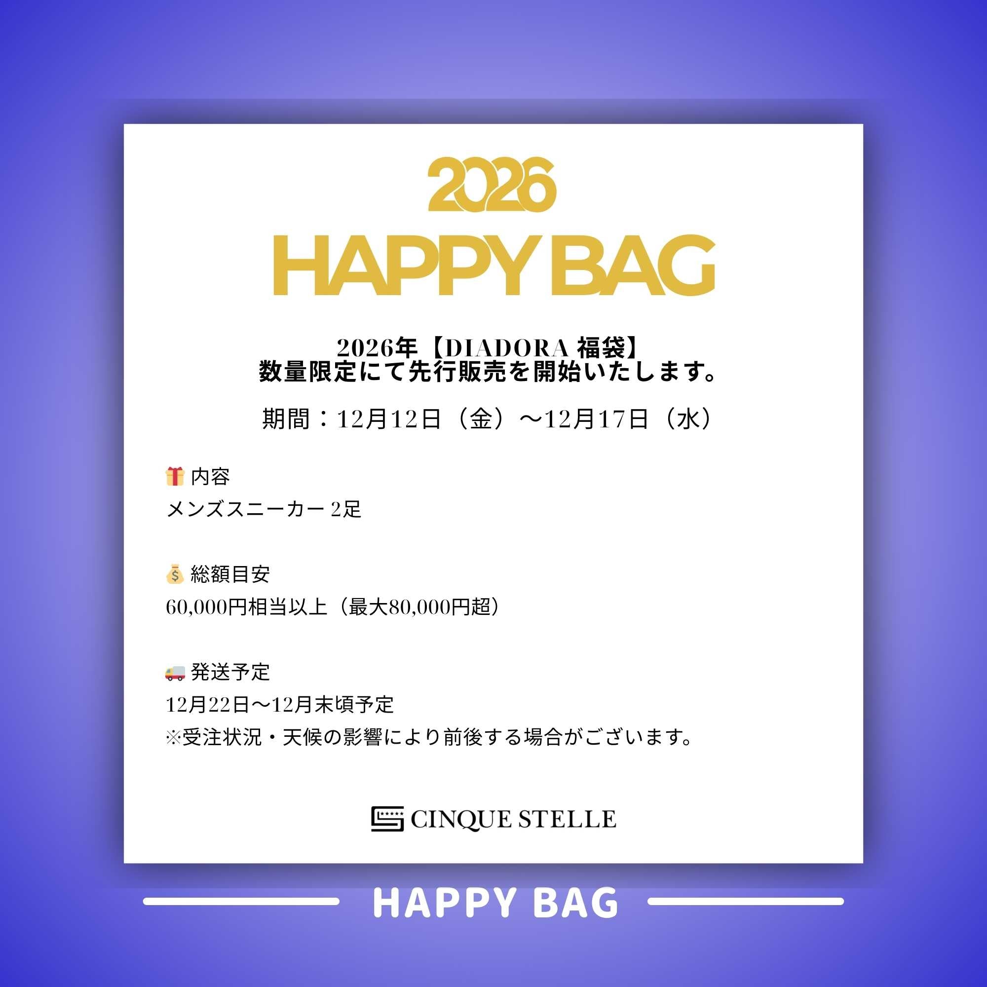 【メンズ福袋】Diadora 最大80,000円相当 スニーカー2足入り福袋