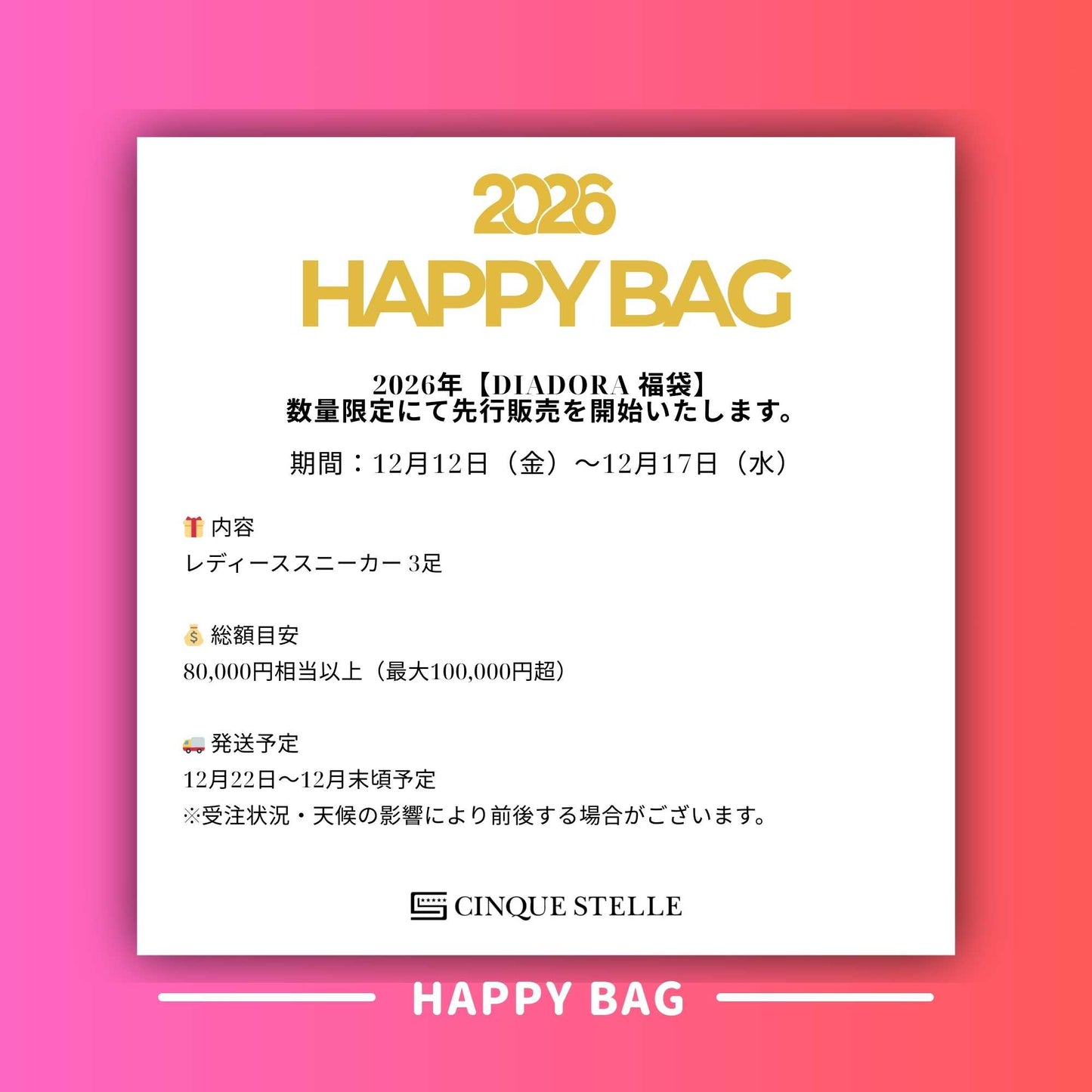 【ウィメンズ福袋】Diadora 最大100,000円相当 スニーカー3足入り福袋