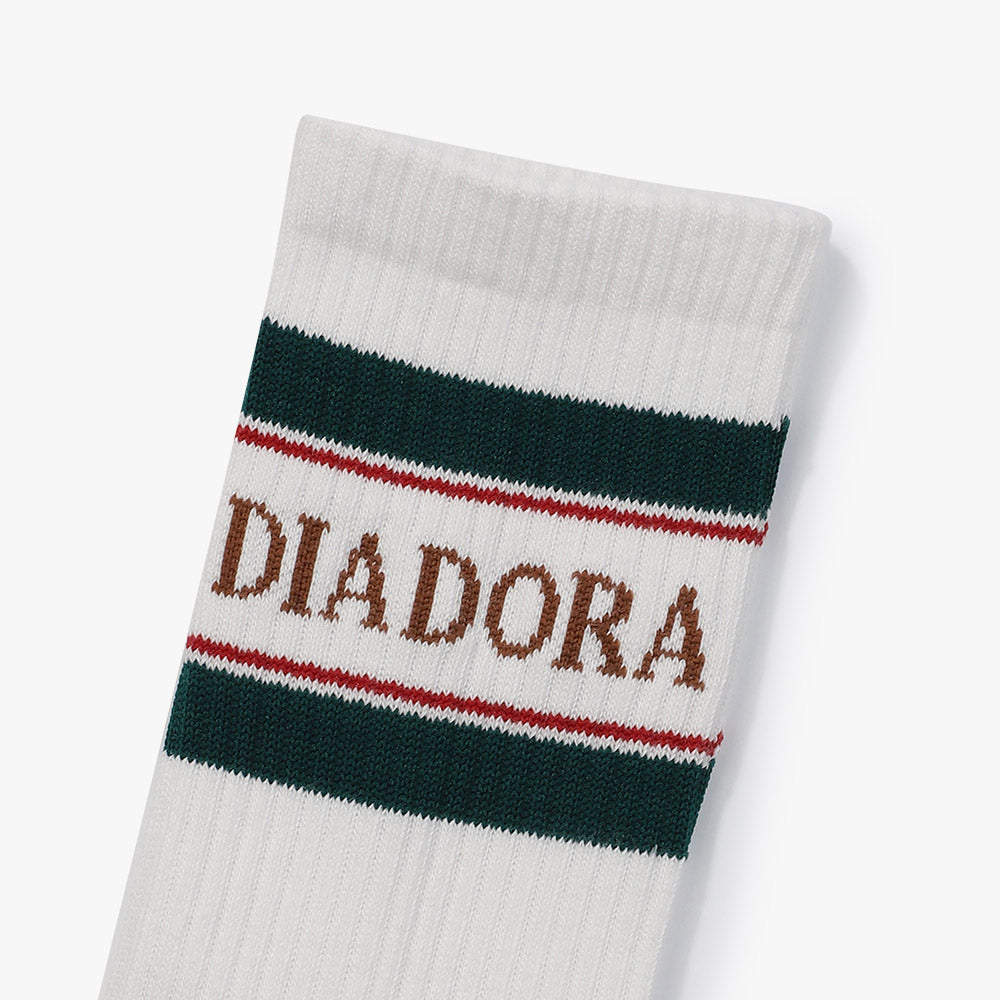 Diadora アパレル Stripe Mid Socks ソックス - UNISEX - ホワイト/グリーン