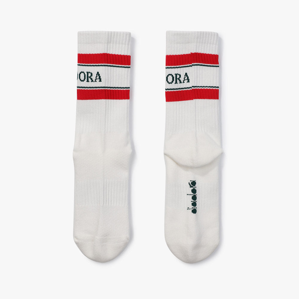 Diadora アパレル Stripe Mid Socks ソックス - UNISEX - ホワイト/レッド