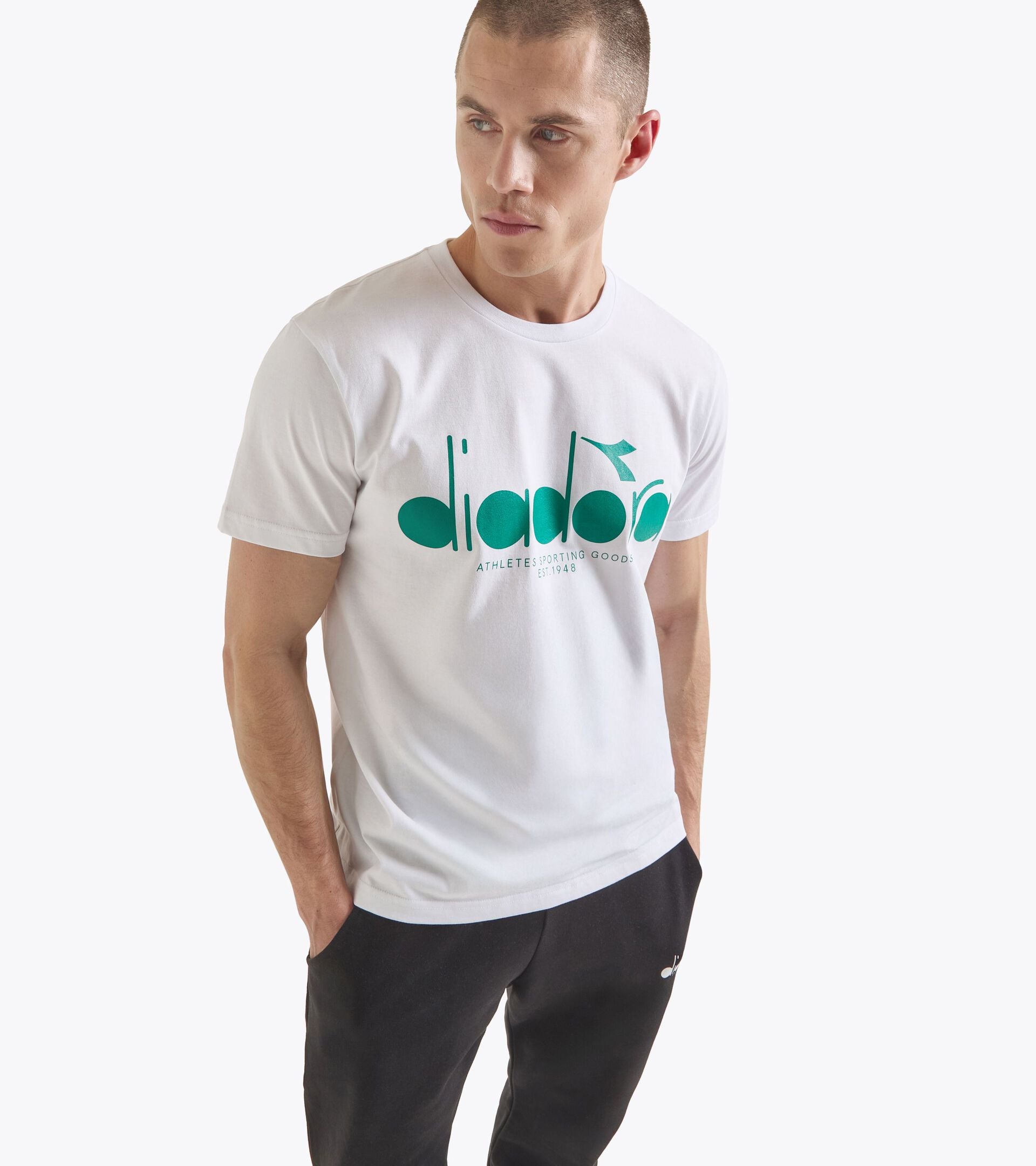 Diadora アパレル T-SHIRT SS LOGO Tシャツ - UNISEX - ホワイト/グリーン