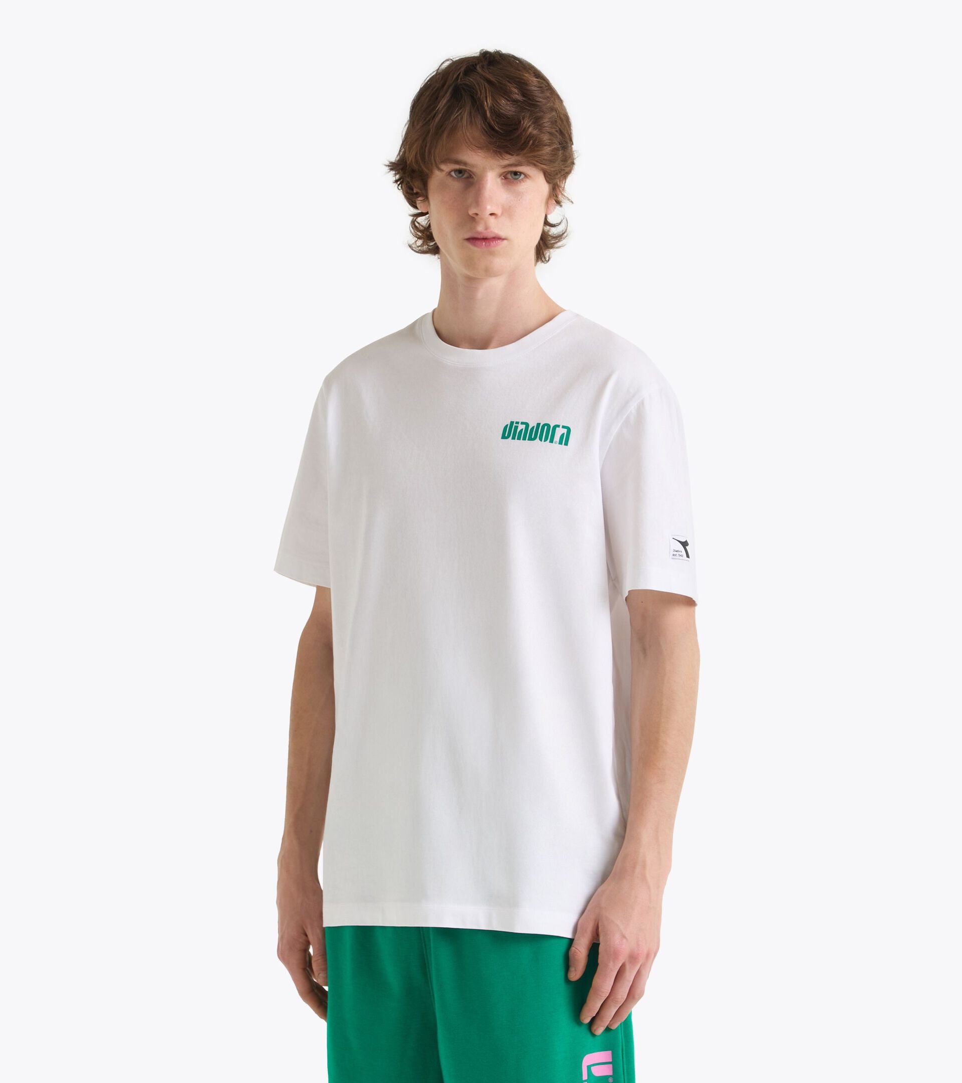 Diadora アパレル T-SHIRT SS ATHL. LOGO SL Tシャツ - UNISEX - ホワイト/グリーン