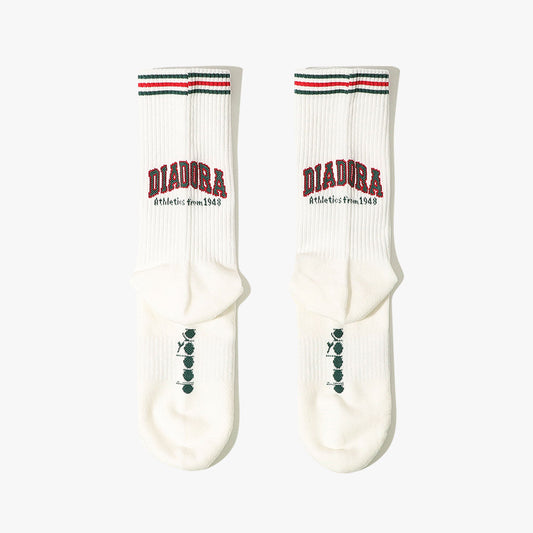 Diadora アパレル TENNIS LOGO QURTER SOCKS ソックス - UNISEX - ホワイト/グリーン