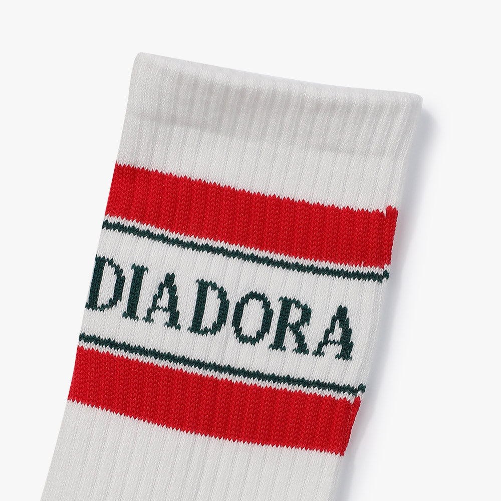 Diadora アパレル Stripe Mid Socks ソックス - UNISEX - ホワイト/レッド