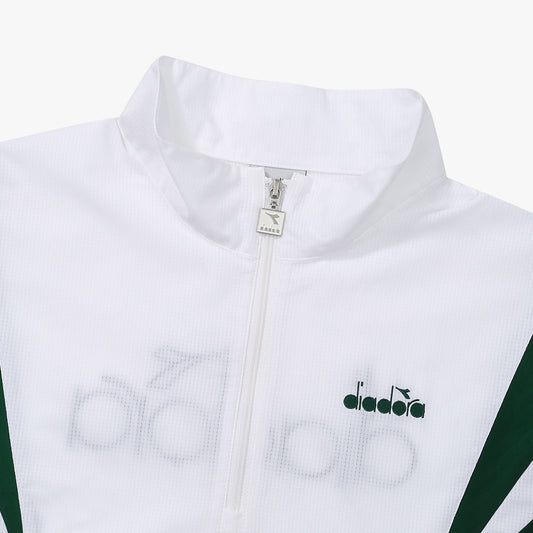 Diadora アパレル GLANDSLAM AIRY HALF ANORAK ポロシャツ - UNISEX - ホワイト/グリーン