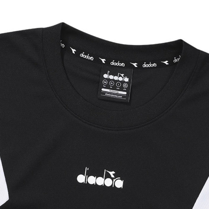 Diadora apparel Collection GLANDSLAM AIRY MESH T-SHIRT｜ディアドラ アパレル Tシャツ ブラック メンズ レディース
