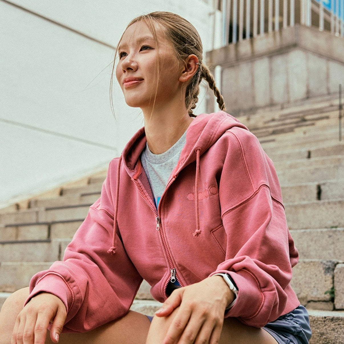 Diadora アパレル G/W Crop Hoodie Jacket パーカー - WOMENS - ピンク